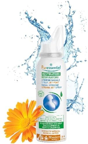 Puressentiel – Spray Hygiène Nasale Jet fort – Nettoyage du Nez en profondeur – Spray Nasal Isotonique 100 pourcent Naturel – Eau de mer & Calendula Bio – Dispositif medical – 100 ml