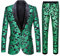 CARFFIV Gli Uomini alla Moda Floreale Paillettes Modello Due Pezzi Set Vestiti (M, Green)
