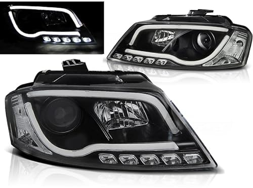 LED Tagfahrlicht Light Tube Scheinwerfer in schwarz für Audi A3 8P Facelift 2008-2012