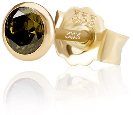 NKlaus Einzel 5,0mm 333 Gelb Gold 8 Karat Ohrstecker Kristall Zirkonia Peridot Butterfly Verschluss Damen Mädchen 3386