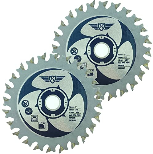 2 x TopsTools CS7624T_2 Lames de scie TCT 76 mm 24T Alésage 10 mm Compatible avec Bosch GWS 12 V-76 Milwaukee M12FCOT PARKSIDE PWSA 12-lI Worx WX424 300 W WA5030 WA5031 WA5032 WA5033