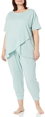 Amazon Essentials Ensemble de Pyjama de Grossesse et d'allaitement en Coton Femme, Bleu Grisé, S