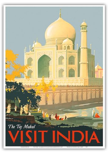 Visit India – Taj Mahal – Agra, Indien – Vintage-Reise-Poster von William Spencer Bagdatopoulos c.1930 – Master Art Print 25,4 x 35,6 cm