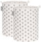 Sea Team 19.7 Inch Large Sized Waterproof Coating Ramie Cotton Fabric Folding Laundry Hamper Bucket Cylindric Burlap Canvas Storage Basket with Stylish Grey Dot Design 2PCS