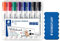 STAEDTLER Whiteboard-Marker Lumocolor, Keilspitze ca. 2 oder 5 mm Linienbreite, trocken und rückstandsfrei abwischbar, hohe Qualität, Set mit 8 Markern inkl. Whiteboard Schwamm, 351BWP8XP1X