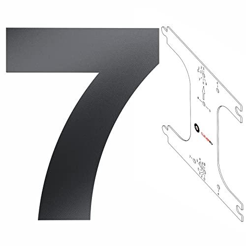 Cleverry Hausnummer, 20cm hohe anthrazit RAL 7016 pulverbeschichtete Zahlen aus Metall, Hausnummerntafel inkl. PVC-Schablone - massive Stahlplatte - einfaches montieren der Metallzahlen - Ziffer 7