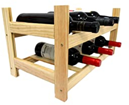 Meyvaser Botellero de Madera de Pino Apilable en Color Natural para 12 Botellas y con 2 Niveles de Altura