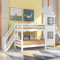Merax Lit superposé 90 x 200 cm - Protection Contre Les Chutes et échelle, lit de Maison avec Main Courante et fenêtre - Lit Simple pour Enfant avec sommier à Lattes, Cadre en pin, Blanc