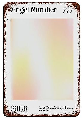 Angel Numbers 777 Kunstposter (35) Retro Poster Metall Blechschild Chic Art Retro Eisen Malerei Bar Menschen Höhle Cafe Familie Garage Poster Wanddekoration 20 x 30 cm