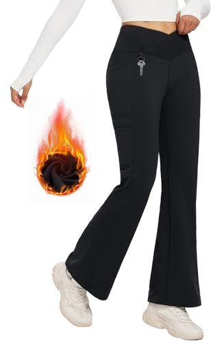 baleaf Pantaloni Trekking Donna Impermeabili Pantaloni Termici Invernali con Tasche Leggings Felpati Sportivi Outdoor Nero M