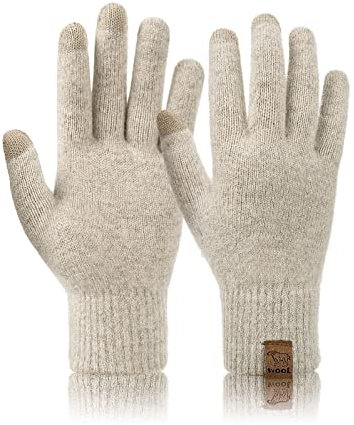 Niwicee Strickhandschuhe Touchscreen Winter Fleece Warme Stretch Handschuhe Herren Winter Handschuhe Damen Frauen Winterhandschuhe Wandern Arbeit Für Indoor-Outdoor-Beige-Damen-