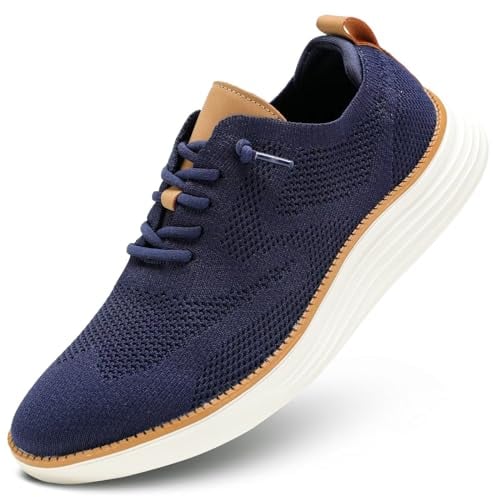 Men's Casual Sneakers Dress Shoes - Comfort Sneakers Mesh Knit Lightweight Breathable Formal Oxford Business Shoes