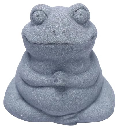 LICCBUD Frosch Stein Statue Dekor, Yoga Zen Pose Meditation Zubehör Niedliche Figuren Frosch Geschenke Garten Dekor Schreibtisch Dekorationen