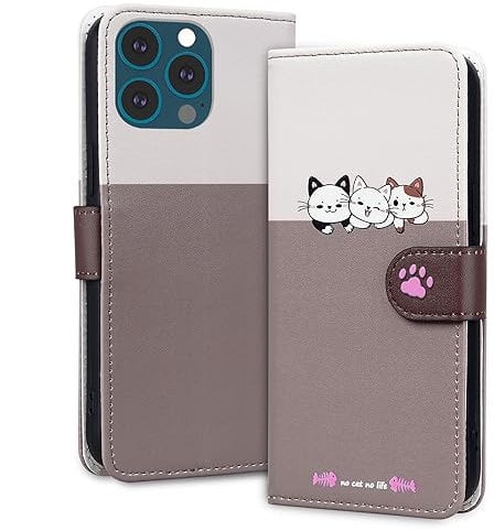 Tiyoo Lovely & Cute Flip Wallet Phone Case for iphone 13 Pro Max with Cartoon Cat&Dog Pattern,Premium Magnetic PU+TPU Leather for high protection Phone Cover for iphone 13Pro Max(Pale Gray)