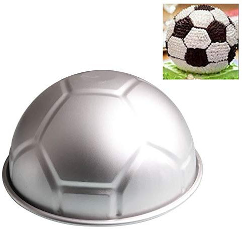 LIVASH 1 PCS 3D Half Round Ball Shaped Football Cake Mold 8 inch Thickening Aluminum Alloy Mould Birthday Baking Pan