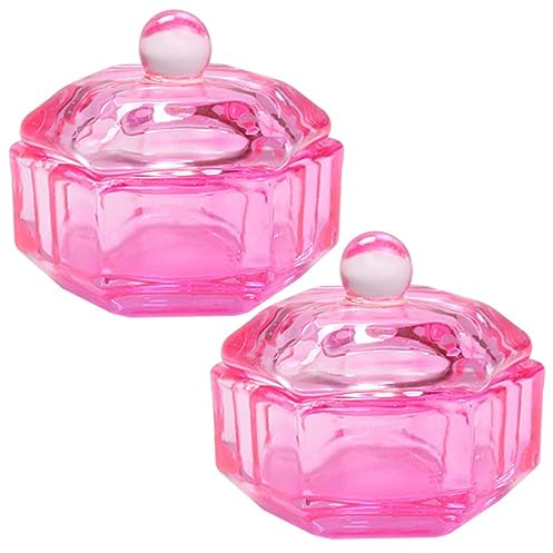 FRCOLOR Pink Nail Drill Holder Cup with Lid Nail Tech Accessories Acrylic Monomer Bowl for Manicure Liquid Storage