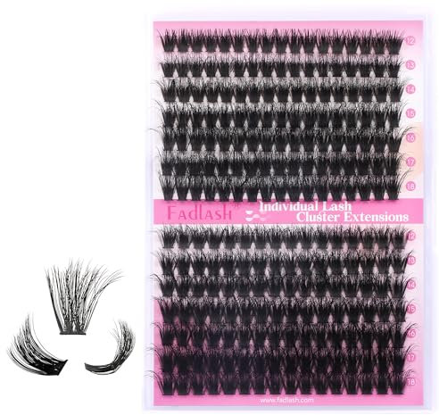 Fadlash Cils Cluster Faux Extension Cils 0.07D 12-18mm 80D+100D 3D Effet Individuels Cils Réutilisable De Cils Facile À Appliquer À La Maison