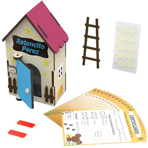Casita ratoncito perez - Puerta ratoncito perez - Caja de dientes de leche para niños - Cajita dientes ratoncito perez - caja para dientes de leche - Casa ratoncito perez puerta magica - Madera - azul