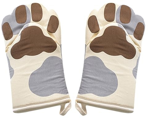 1 Pair Oven Gloves Cute Cat Paw Microwave Oven Mitts Heat Resistant Kitchen Cooking Pizza Bread Baking Gloves Kitten Paw Mittens Pot Holder Elbow Cuff Grilling BBQ Gloves for Women