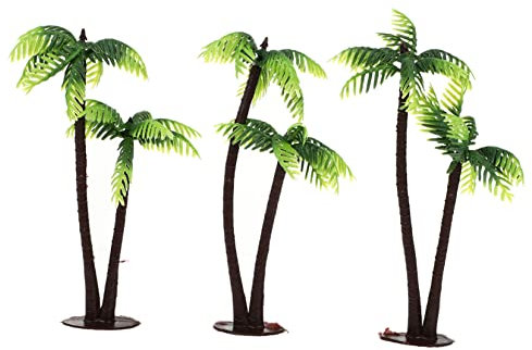 BELLIFFY 3Pcs Simulated Coconut Tree Decoration Plastic Miniature Palm Trees for Indoor Bonsai Craft Micro Landscape Aquarium Decor