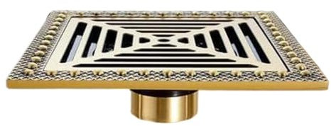 CTCOIJRN Preventor de Piso de Ducha, Cubiertas de Drenaje de Remolino de alcantarillado, latón Antiguo Cepillado, baño, Cocina, Cuarto de Ducha, Porche, Rejilla Cuadrada, Drenaje Sanitario(D)