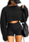 Navneet Women Sweatshirts Oversized Jumpers Crew Neck Long Sleeve Tops Cropped Going Out Tops Casual Black S