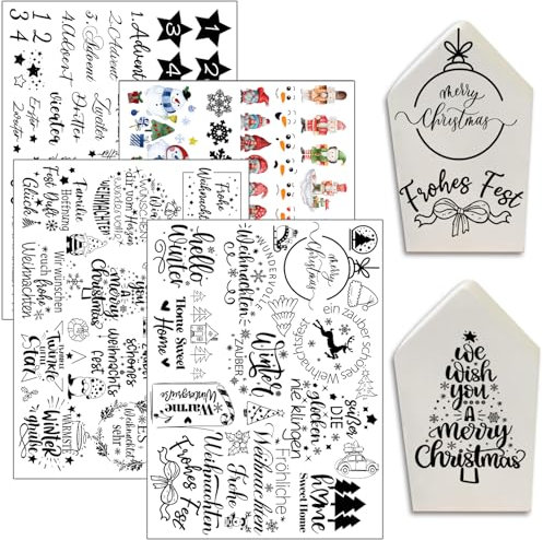 Hongma Rub On Sticker 19x14cm-Großformat Weihnachten Advent Transfers 4PCS Sprüche für Raysin für Keraflott Glas Holz DIY Deko Rub On Folie Rubons Aufkleber (Weihnachten Advent)