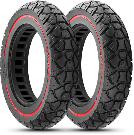 Amitor Vollgummireifen E Scooter 10 Zoll 2,125, Off-Road E Scooter Reifen 10 Zoll Vollgummi Pannensichere & Abriebfeste, 10x2.125 Reifen Vollgummi, E Roller Honeycomb Reifen 10x2.125, (Slot 36), 2PCS
