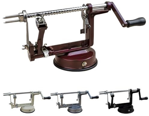 Linxor - Pelador de manzanas y peras, 3 en 1, pela, trocea, deshuesa, con ventosa - Varios colores