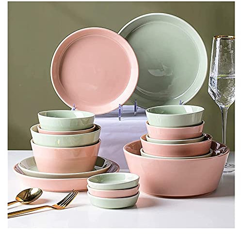 MOKLYF Ensembles de Vaisselle Ensemble de Vaisselle, Ensembles de Vaisselle en céramique, Porcelaine de Style Nordique de Luxe de 58 Bols à céréales de Couleur Unie si(