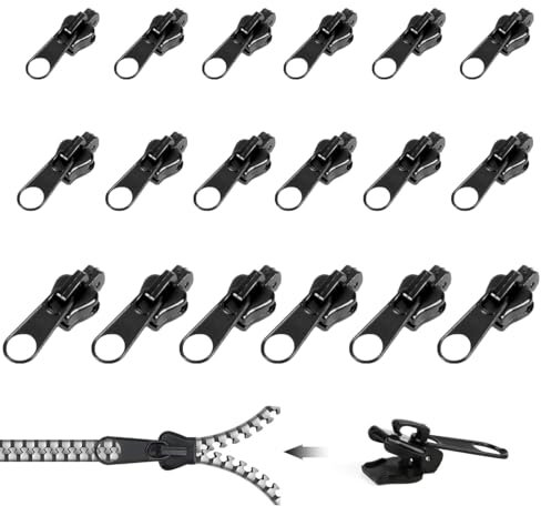 18 pezzi di ricambio con cerniera lampo, set di riparazione con cerniera in tre misure, kit di riparazione rimovibile per valigie, giacche, zaini