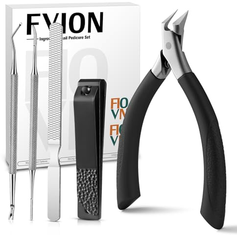 FVION Kit di 5 Strumenti per Unghie Incarnite – Tagliaunghie per Unghie Spesse, Lima per Unghie, Strumenti Professionali per la Cura e Correzione delle Unghie dei Piedi