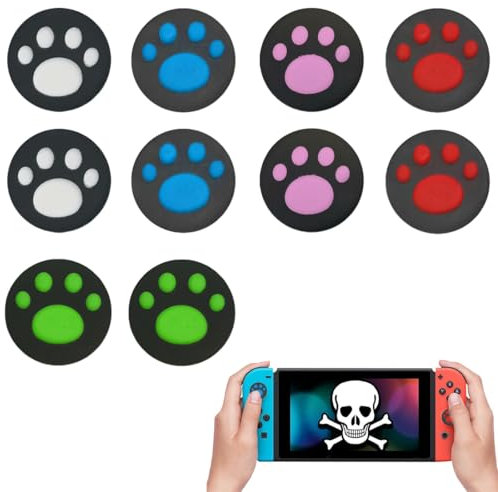 KOLZEMV 5 Coppie di Coperture in Silicone joystick switch per Joystick del Switch - Switch Accessori - Coperture Nere per Controller - Installazione Facile