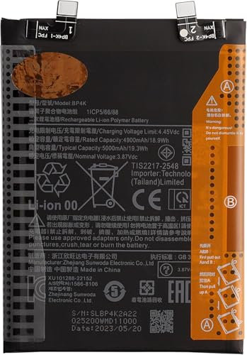 MOBILEX Batterie BP4K pour Xiaomi Redmi Note 12 Pro (4G/5G) / Pro Speed / 12 Turbo/Poco X5 Pro 5G / Poco F5 | 5 000 mAh - OEM | Remplacement interne avec adhésif | Capacité d'origine