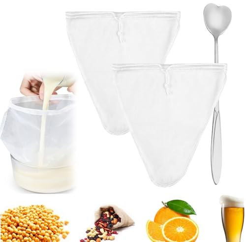 2 Pièces Sac a Lait Vegetal Nylon, Filtre Lait Végétal Reutilisable, Sacs à Lait de Noix, Sacs en Nylon Réutilisables, Etamine Alimentaire, pour Jus Fromage Thé Lait de Noix Yaourt Tofu