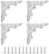 sourcing map 4Pcs Vintage Flat Corner Bracket, 2 x 2 Metal Desk Corner Protectors Zinc Alloy Decorative Edge Cover with Mounting Nail for Furniture Jewelry Box Gifts Box, Silver