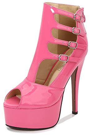 Stivali Moda da Donna 14CM/5.51IN Tacco Alto di Grandi Dimensioni Fondo Spesso Stivali Cavi da Donna Sandali Punta Aperta Sandali da Ufficio con Tacco a Spillo Décolleté