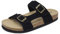 Merking Mules Femme en Liège Sandales Plates Boucle Nu-pieds Confortable Cuir Suédé Pantoufles Été XZ7623-Black-EU40