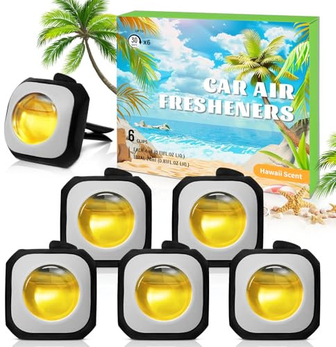 Scent-Hi Auto Duft, Autoparfüm, Hawaiil Auto Duft, Auto Lufterfrischer Mit Clip Zur Beseitigung Und Vermeidung Von Gerüchen, 6 Stück x 4ml