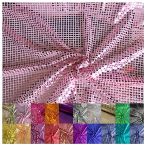 Fabrics-City rosa stretch Mesh Stoff Meterware Glitzer Pailletten rund 6mm Karnevalstoff Fasching Paillettenstoff Metallic Lurex-Stoffe Kostüm Nähen Wende-Pailletten, 2589