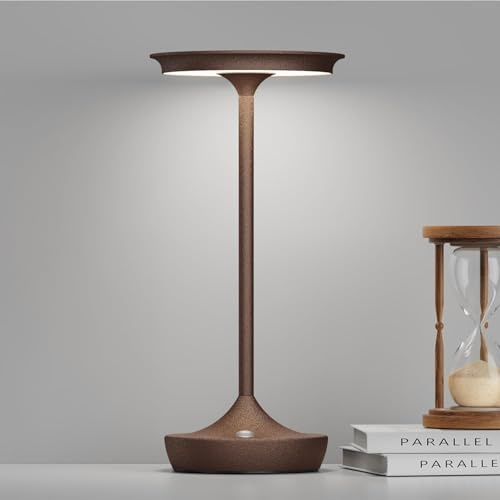 SLSMD Tischlampe Kabellos IP54 Led Outdoor Lampe 6000mAh Akku Camping Schreibtischlampe Aufladbar Nachttischlampe Touch Dimmbar in 3 Farben Tischleuchte für Innen/Außen (Rost)