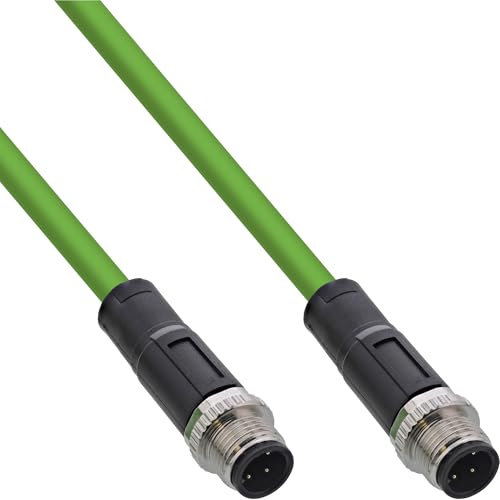 InLine Industrie Netzwerkkabel, M12 4-pin D-kodiert Stecker/Stecker, Ethernet Cat. 5e M12 4-polig, PUR, 1m, 40301