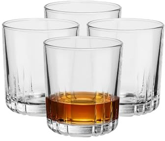 Glasset Whisky Gläser Tumbler Set von 4 | 329 ml | Wassergläser Whiskey Tumbler aus Glas | Spülmaschinenfest | Kollektion Vita. Dickes Glas