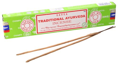 GURU SHOP Satya Incense Räucherstäbchen, Indische Räucherstäbchen 15 g - Traditional Aryuveda, 21x4x2 cm
