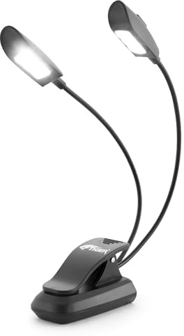 Tiger MSL35-6RC Dual-Head Clip-On Music Stand Light | 6 LEDs, Flexible Goosenecks, Individual On/Off Dim Settings, USB-C Rechargeable