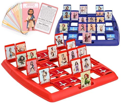 KINDLUME Bibelspiel Wer Bin Ich, Personen Raten Spiel, Bibel Charaktere Erraten, Gesellschaftsspiel für Kinder, Mit 24 Heiligen Bibelfiguren, Lebensgeschichte, für Familienabende, Sonntagsschule