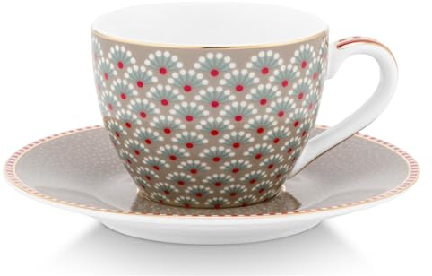 Pip Studio Blooming Tales Khaki Espressotasse mit Untertasse 0,12l