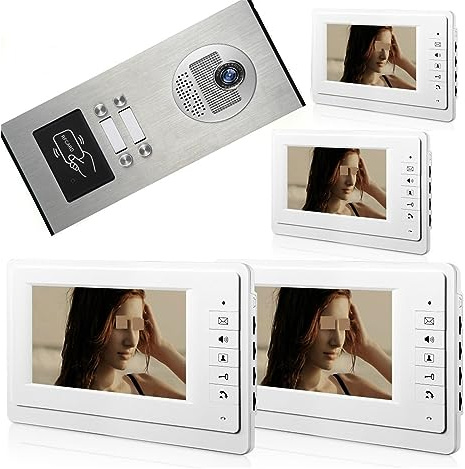 HIJYMNZPQ 7 Pollici 2/3/4/5/6 Appartamento/Famiglia Videocitofono Citofono RFID 1000TVL Telecamera Campanello for Visione Notturna Acqua Installazione in Un Attimo(B Kit)