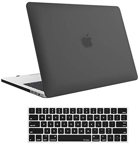 Funda ProCase para MacBook Pro 15 2018 2017 2016 Versión A1990/A1707, cubierta de carcasa rígida y cubierta de teclado para Apple MacBook Pro 15 (2018/2017/2016) con barra táctil y ID táctil - Negro