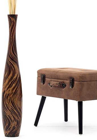 Leewadee Jarrón Grande De Suelo – Jarrón Alto De Madera De Mango para Ramas Decorativas, 90 cm, Marrón Marrón Claro
